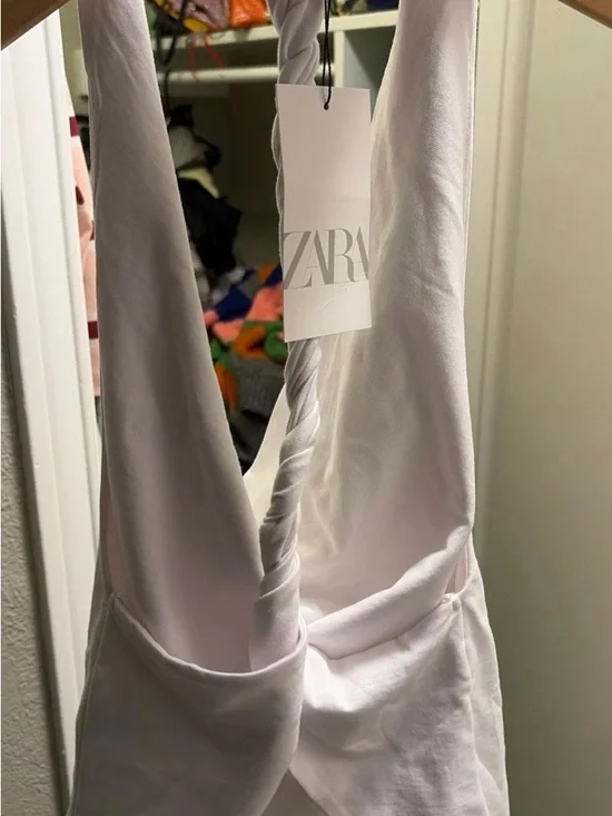 Zara Open Back Halter Top — White, Size S, NWT - Picture 3 of 4
